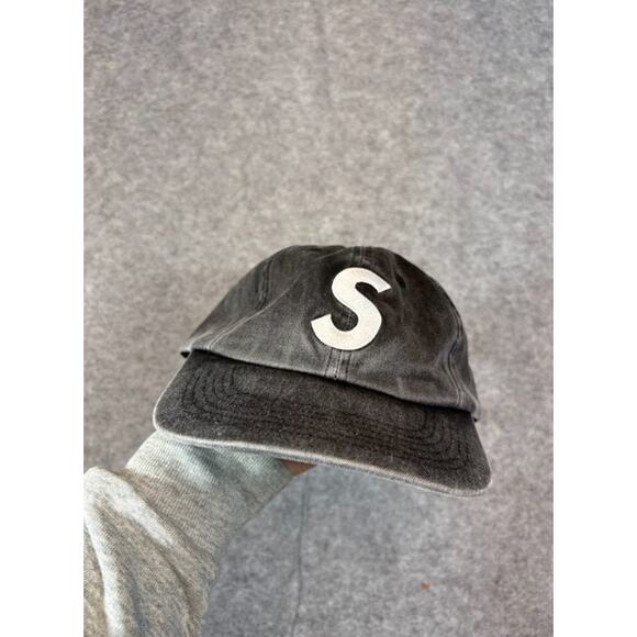 Supreme Other - Vintage Y2K Supreme S Logo 6 Panel Cap Hat OS Washed Black Strapback USA Made